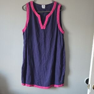 Sigrid Olsen 100% Linen Spring Sleeveless Purple Mini Dress with Pink Accents